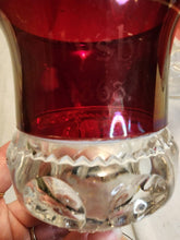Antique 1863 3pc Tiffin Kings Crown Ruby Red Flash Thumbprint Wine Glasses Souv