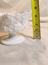 Vtg Westmoreland Milk Glass Old Quilt Pattern Raised Embossed Pedestal Compote