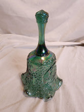 Vintage Fenton Art Glass Green Carnival Glass Craftsman Ruffled Base Dinner Bell