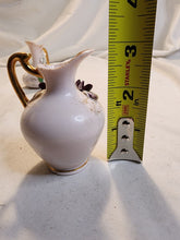 Vintage Pair Of Lefton China Japan Raised 3D Flowers Pink Mini Creamer Pitchers