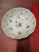 Antique Dresden Germany White Porcelain Hand Painted Flowers Embossed Gold Bowl