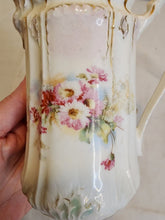 Antique German Porcelain Hand Painted Flowers Embossed Leaves Gold Gilt Creamer