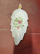 Vtg Old Nuremberg Bavaria Germany White Porcelain Hand Painted Flowers Leaf Dish