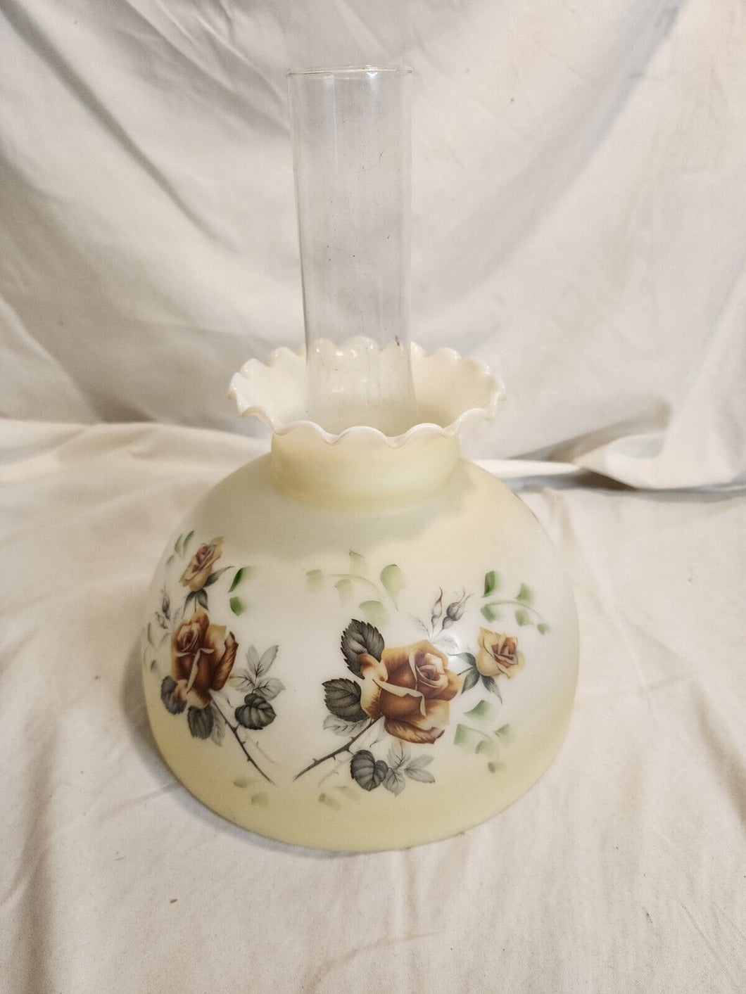 Vintage Hurricane store Lamp Shade Floral Hand Painted 12