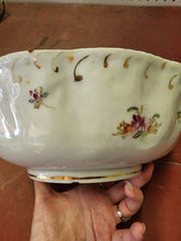 Antique Dresden Germany White Porcelain Hand Painted Flowers Embossed Gold Bowl