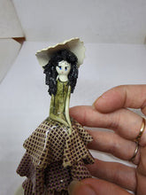 Vintage Italian Lino Zampiva Handmade Spaghetti Hair Girl Plaid Dress Figurine