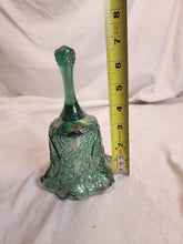 Vintage Fenton Art Glass Green Carnival Glass Craftsman Ruffled Base Dinner Bell