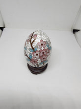 Vintage Chinese Cloisonne Enamel Colorful Filigree Floral Egg With Wood Stand