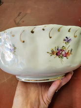 Antique Dresden Germany White Porcelain Hand Painted Flowers Embossed Gold Bowl