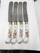 Antique Levy Dresden Meissen Germany Porcelain Hand Painted Flowers 4pc Knives