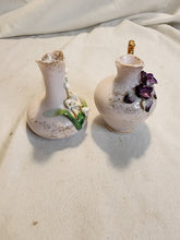 Vintage Pair Of Lefton China Japan Raised 3D Flowers Pink Mini Creamer Pitchers