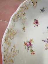 Antique Dresden Germany White Porcelain Hand Painted Flowers Embossed Gold Bowl