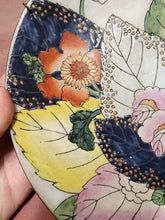 Vtg Early 20th Century Chinese Export Tobacco Leaf Hand Painted Flowers Plate