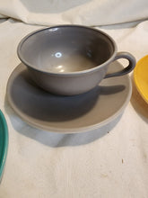 Vintage Hazel Atlas Ovide Colorful Plantonite Glass 8pc Teacup & Saucer Set