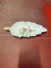 Vtg Old Nuremberg Bavaria Germany White Porcelain Hand Painted Flowers Leaf Dish