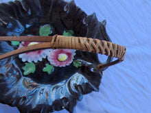 Vintage Brown Leaf Raised Flower Bamboo Handle Occupied Japan Plate