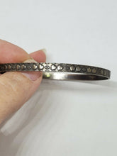 Vintage Sterling Silver Double Heart And Flower Pattern Band Bangle Bracelet