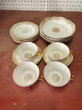 Antique Theodore Haviland Limoges France Porcelain Gold Filigree Flower Dish Set