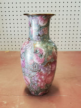 Vintage C & F Enterprises Pink And Green Fruit Design Vase Grapes Peaches