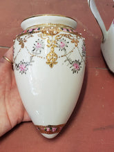 Vintage Nippon Hand Painted Moriage Raised Pink Green Gold Designs Sugar & Wall