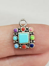 Vintage Southwest CSX Sterling Silver Multistone Square Pendant/Charm