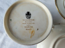 Vintage Wedgewood Blue Marina R4425 Gold Bird Bone China Cups & Saucers Set