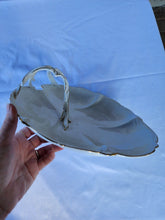 Vintage White Porcelain Leaf Shaped Serving Plate Gold Trim With Handle