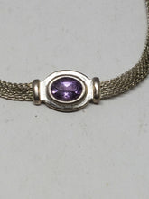 Vintage Sterling Silver Purple Amethyst Mesh Band Bracelet 7"