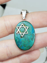 Vintage Sterling Silver Chrysocolla Star Of David Necklace