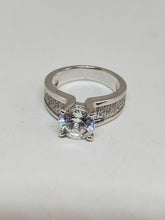 Sterling Silver Cubic Zirconia Solitaire Ring Size 6