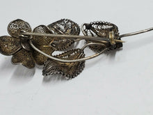 Antique 800 Silver Spun Filigree Wire Flower Brooch