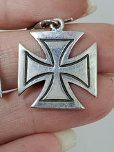 Vintage Nino 925 Sterling Silver Maltese Cross Dangle Earrings