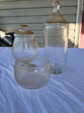 Vintage Clear Glass Storage Jars With Lids And Cup  Mixed Lot
