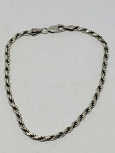 Vintage Sterling Silver Thick Rope Chain Bracelet 7"