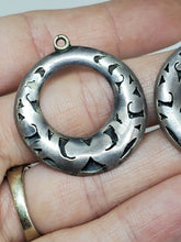 Vtg Sterling Silver Taxco Mexico Eagle 3 Mark Pierced Circle Earrings No Hooks