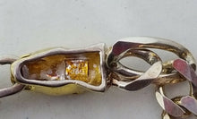 Vintage Milor 925 Sterling Silver Gold Plated Cougar Head Figaro Bracelet