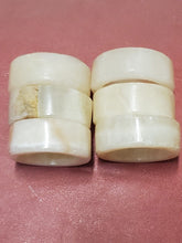 Vintage Set Of 6 White Onyx/Marble Carved Stone Napkin Rings