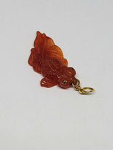 Vintage 18k Yellow Gold Hand Carved Red Jade Goldfish Pendant