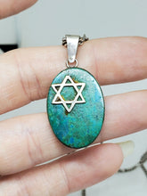 Vintage Sterling Silver Chrysocolla Star Of David Necklace