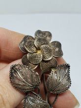 Antique 800 Silver Spun Filigree Wire Flower Brooch