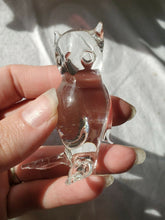 Vintage Hand Blown Clear Glass Owl Figurine
