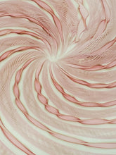 Vintage Murano Art Glass Pink Ribbon Swirl Gold Glitter Bowl Scalloped Sea Shell