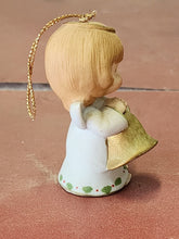 Vtg Gorham 1987 Porcelain Angel Figurine Holding Golden Bell Christmas Ornament
