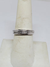 Sterling Silver Channel Set Diamond Wave Band Ring Size 7