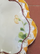 Vintage Japanese Scalloped Porcelain Hand Painted Yellow Flower Bowl