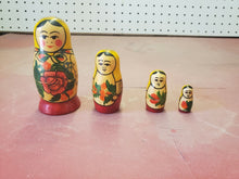 Vintage 4pc Handmade Russian Hand Painted Matryoshka Wooden Nesting Dolls